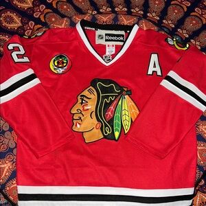 Reebok Red and Black Hockey Jersey Chicago Blackhawks limited Grateful Dead